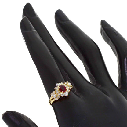 0.59ct Ruby Diamond Ring K18 Yellow Gold 3.3g　Ladies
