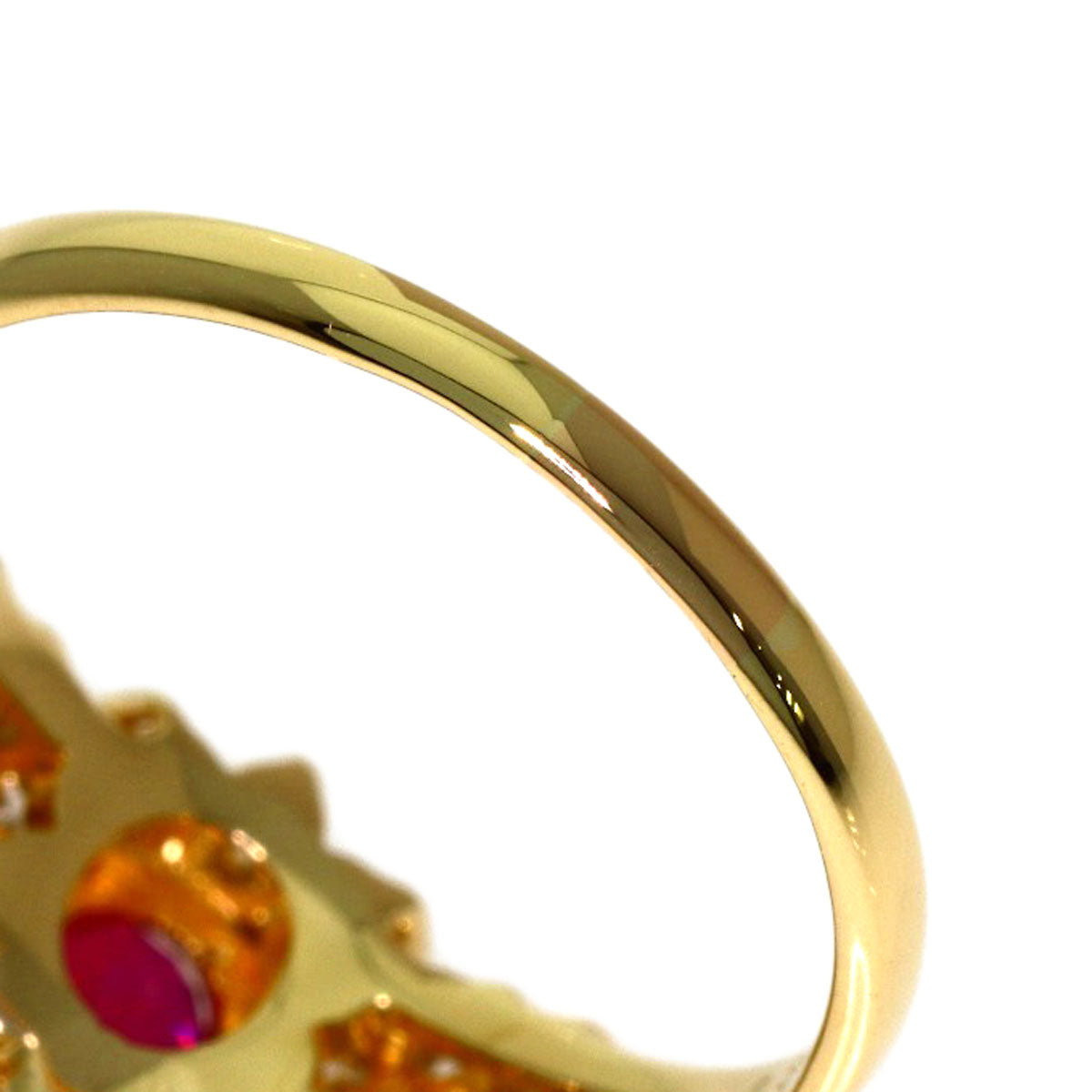 0.59ct Ruby Diamond Ring K18 Yellow Gold 3.3g　Ladies