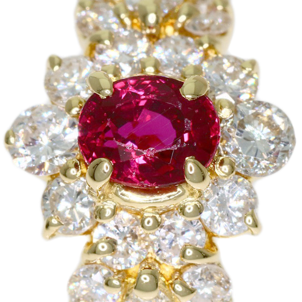 0.59ct Ruby Diamond Ring K18 Yellow Gold 3.3g　Ladies