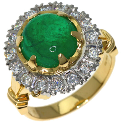 4.39ct Emerald Diamond Ring K18 Yellow Gold PT900 10.1g　Ladies