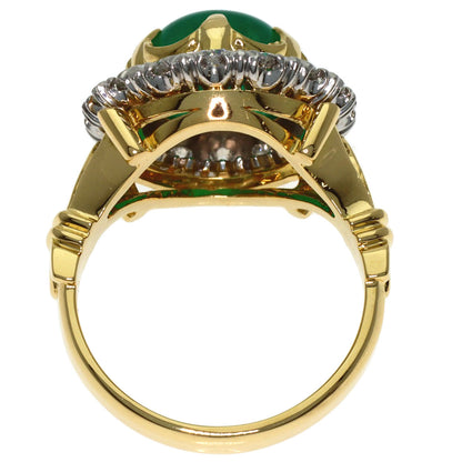 4.39ct Emerald Diamond Ring K18 Yellow Gold PT900 10.1g　Ladies