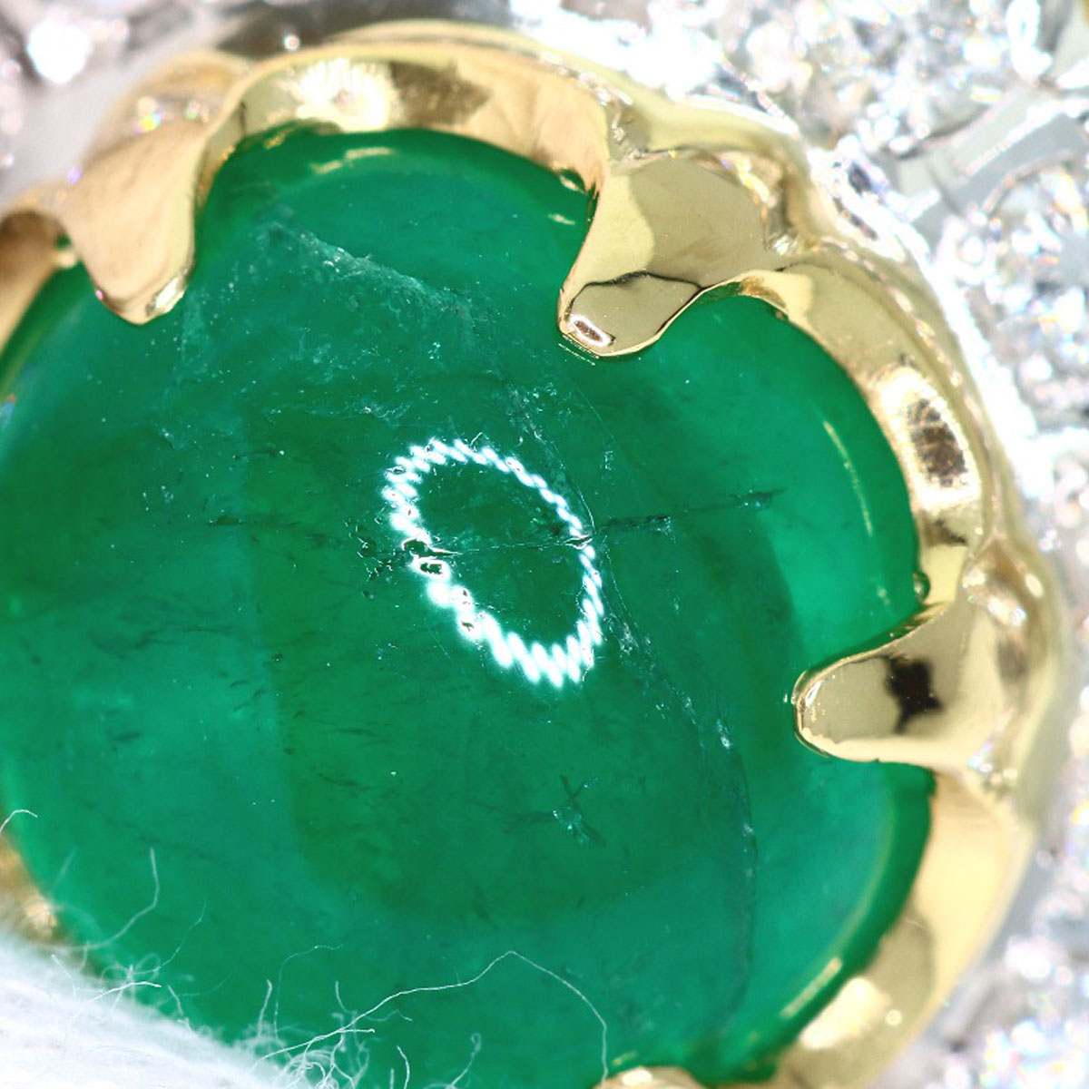 4.39ct Emerald Diamond Ring K18 Yellow Gold PT900 10.1g　Ladies