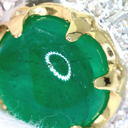 4.39ct Emerald Diamond Ring K18 Yellow Gold PT900 10.1g　Ladies