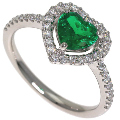 TASAKI Heart motif Emerald Diamond Ring Platinum PT900 Ladies [Used]