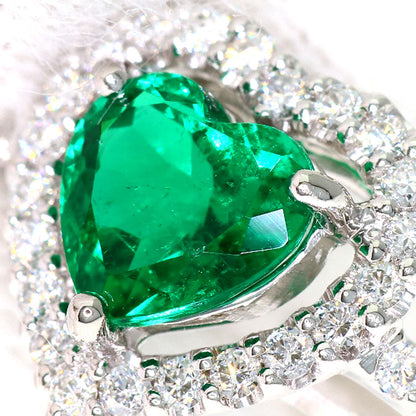 TASAKI Heart motif Emerald Diamond Ring Platinum PT900 Ladies [Used]