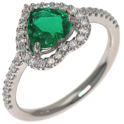 TASAKI Heart motif Emerald Diamond Ring Platinum PT900 Ladies [Used]