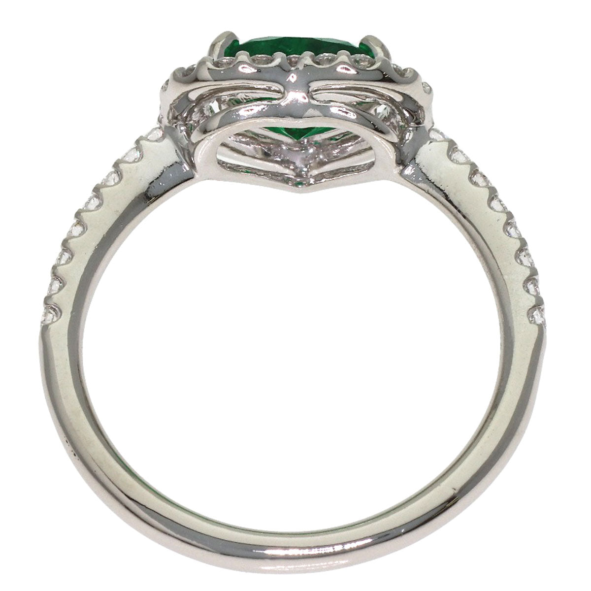 TASAKI Heart motif Emerald Diamond Ring Platinum PT900 Ladies [Used]