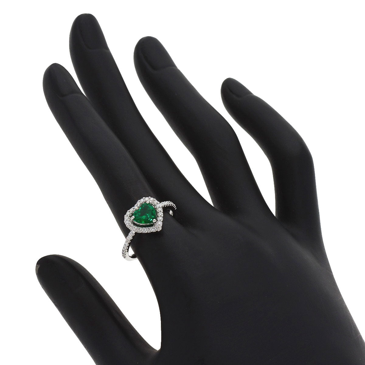 TASAKI Heart motif Emerald Diamond Ring Platinum PT900 Ladies [Used]