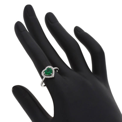 TASAKI Heart motif Emerald Diamond Ring Platinum PT900 Ladies [Used]