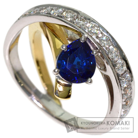 1.29ct Sapphire Diamond Ring K18 White Gold 18K Yellow Gold 6.4g　Ladies