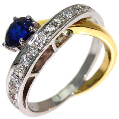 1.29ct Sapphire Diamond Ring K18 White Gold 18K Yellow Gold 6.4g　Ladies