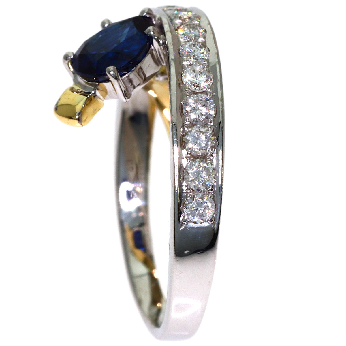 1.29ct Sapphire Diamond Ring K18 White Gold 18K Yellow Gold 6.4g　Ladies