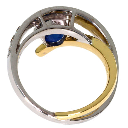 1.29ct Sapphire Diamond Ring K18 White Gold 18K Yellow Gold 6.4g　Ladies