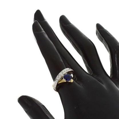 1.29ct Sapphire Diamond Ring K18 White Gold 18K Yellow Gold 6.4g　Ladies