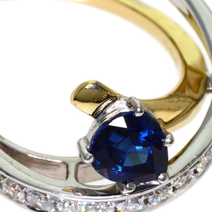 1.29ct Sapphire Diamond Ring K18 White Gold 18K Yellow Gold 6.4g　Ladies