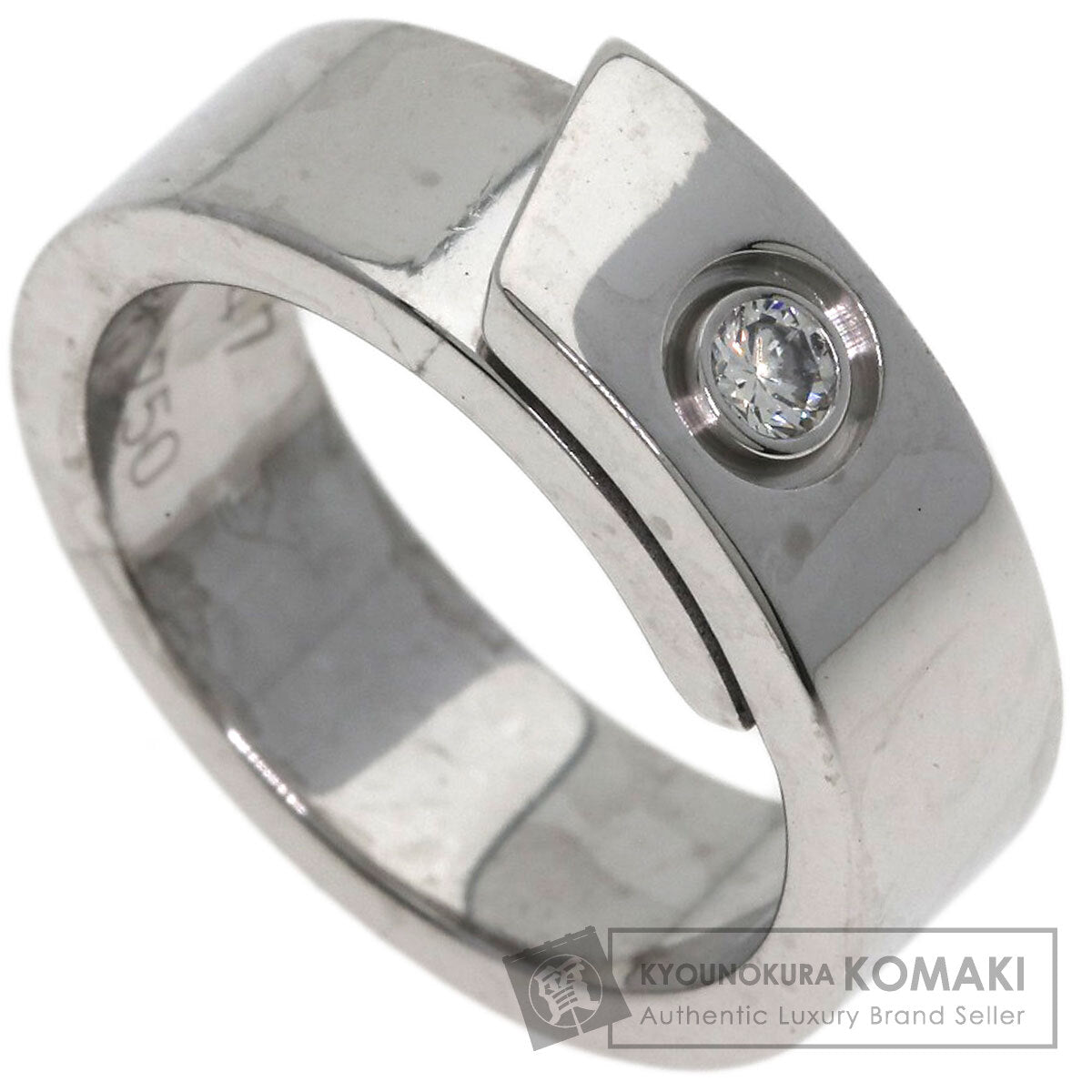 CARTIER Anniversary 1P Diamond #47 Ring K18 White Gold Ladies [Used]