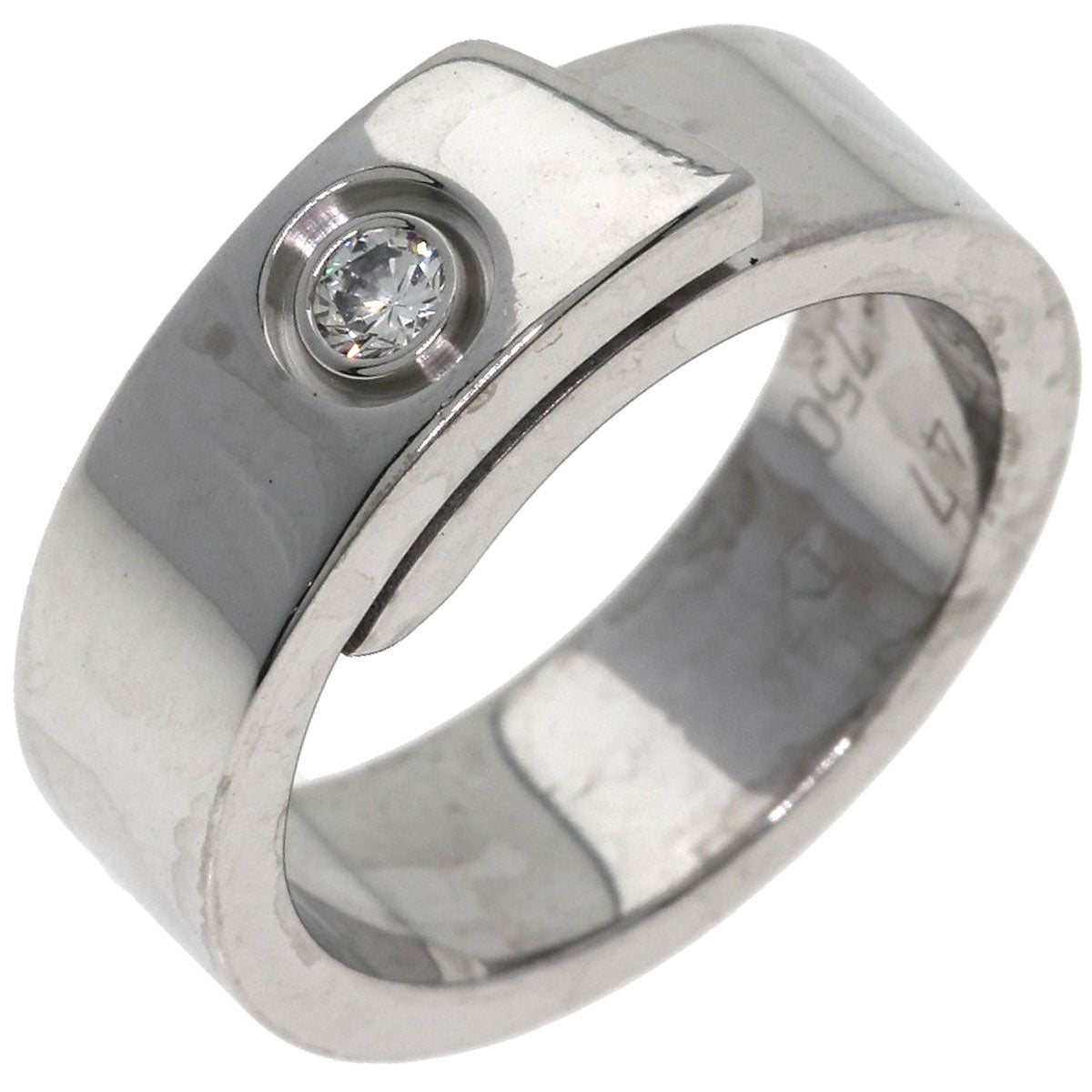 CARTIER Anniversary 1P Diamond #47 Ring K18 White Gold Ladies [Used]