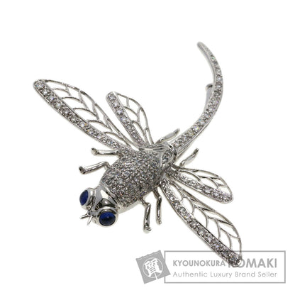 0.31ct Dragonfly Sapphire Diamond Brooch K18 White Gold 10.1g　Ladies