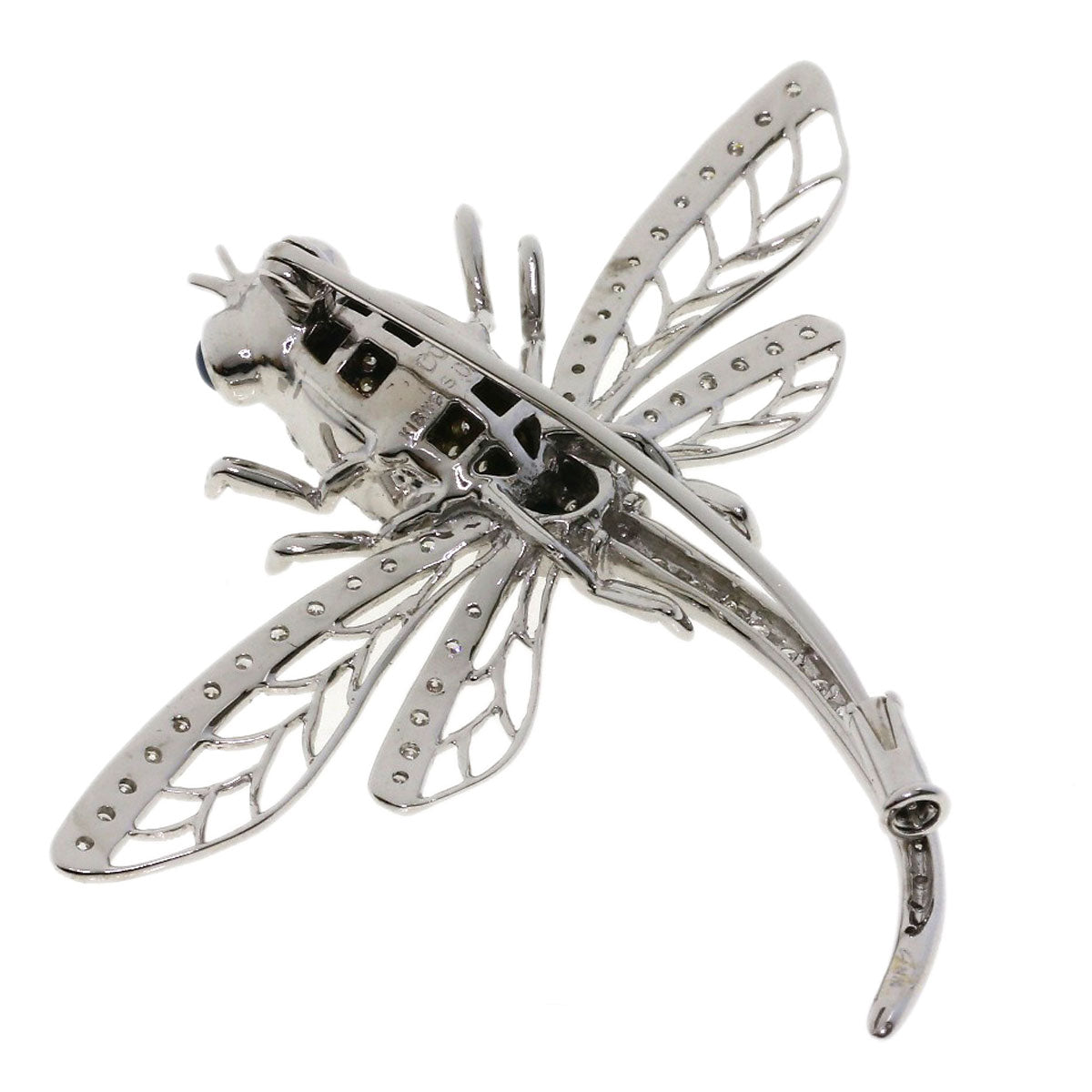 0.31ct Dragonfly Sapphire Diamond Brooch K18 White Gold 10.1g　Ladies