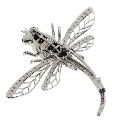 0.31ct Dragonfly Sapphire Diamond Brooch K18 White Gold 10.1g　Ladies