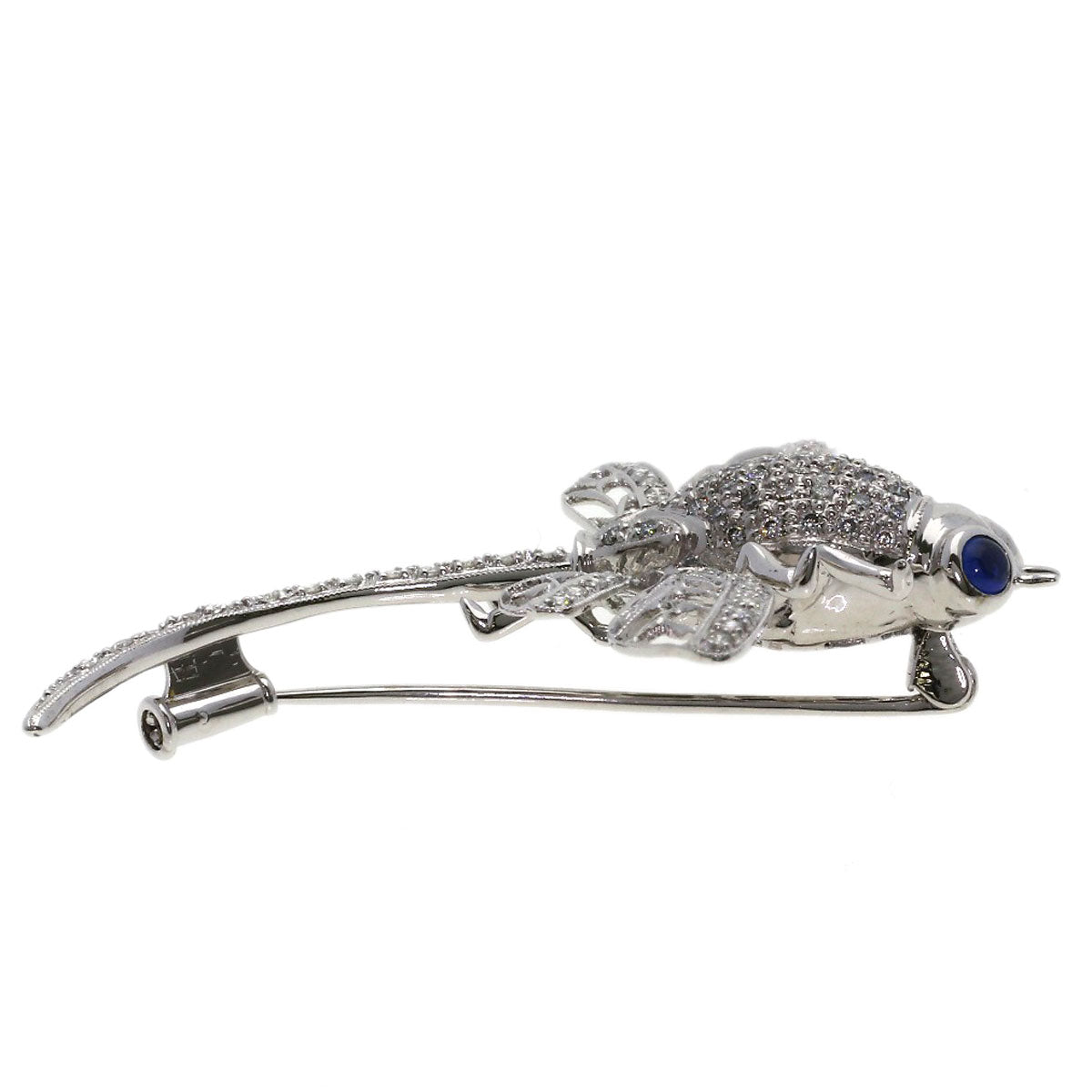 0.31ct Dragonfly Sapphire Diamond Brooch K18 White Gold 10.1g　Ladies