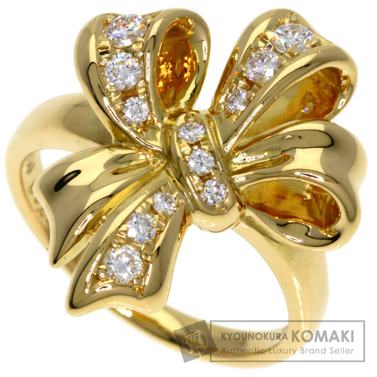 POLA Ribbon motif Ring K18 Yellow Gold Ladies [Used]