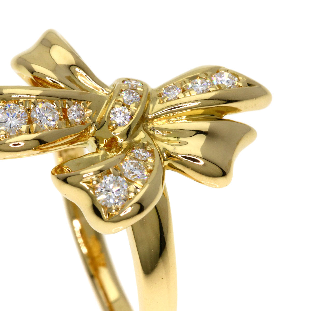 POLA Ribbon motif Ring K18 Yellow Gold Ladies [Used]