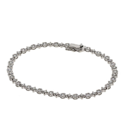 1.5ct LINE Diamond Bracelet K18 White Gold 8.3g　Ladies