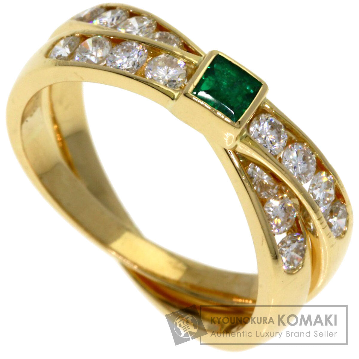 TASAKI Emerald Diamond 2 series Ring K18 Yellow Gold Ladies [Used]