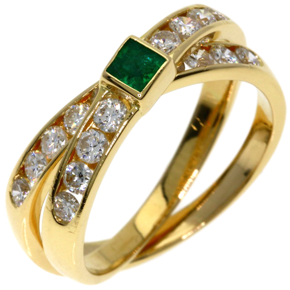 TASAKI Emerald Diamond 2 series Ring K18 Yellow Gold Ladies [Used]