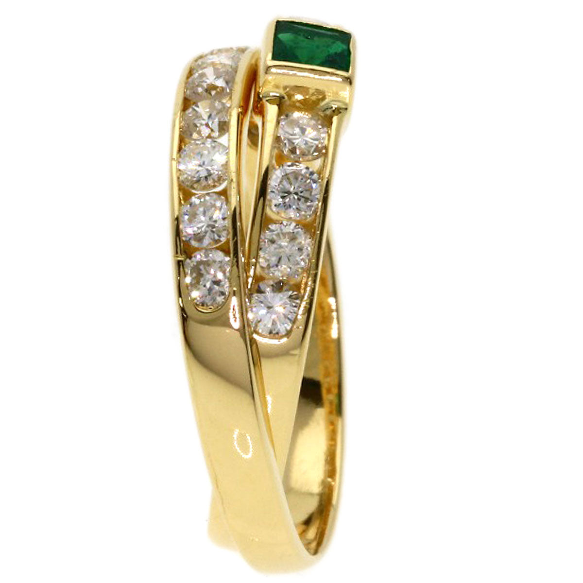 TASAKI Emerald Diamond 2 series Ring K18 Yellow Gold Ladies [Used]