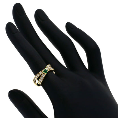 TASAKI Emerald Diamond 2 series Ring K18 Yellow Gold Ladies [Used]