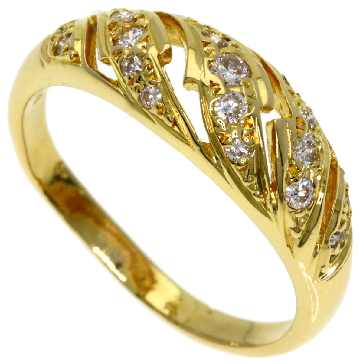 MIKIMOTO Diamond Ring K18 Yellow Gold Ladies [Used]