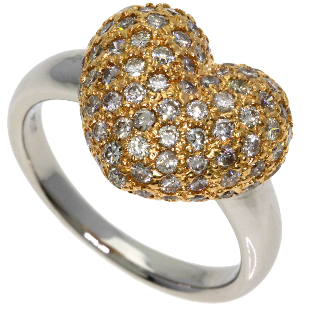 1ct Heart motif Diamond Ring Platinum PT900 18K Pink Gold 7.8g　Ladies