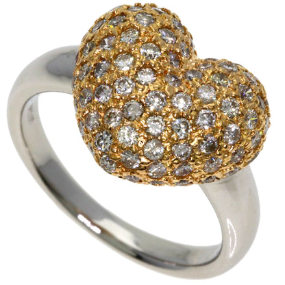 1ct Heart motif Diamond Ring Platinum PT900 18K Pink Gold 7.8g　Ladies