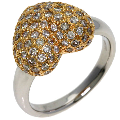 1ct Heart motif Diamond Ring Platinum PT900 18K Pink Gold 7.8g　Ladies