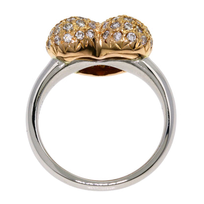 1ct Heart motif Diamond Ring Platinum PT900 18K Pink Gold 7.8g　Ladies