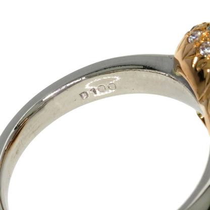 1ct Heart motif Diamond Ring Platinum PT900 18K Pink Gold 7.8g　Ladies