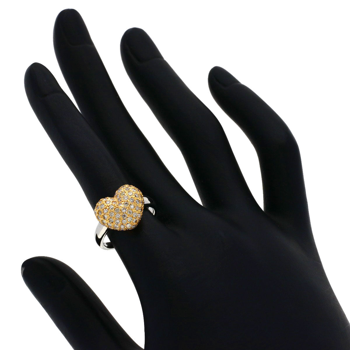 1ct Heart motif Diamond Ring Platinum PT900 18K Pink Gold 7.8g　Ladies