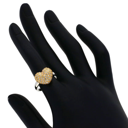 1ct Heart motif Diamond Ring Platinum PT900 18K Pink Gold 7.8g　Ladies