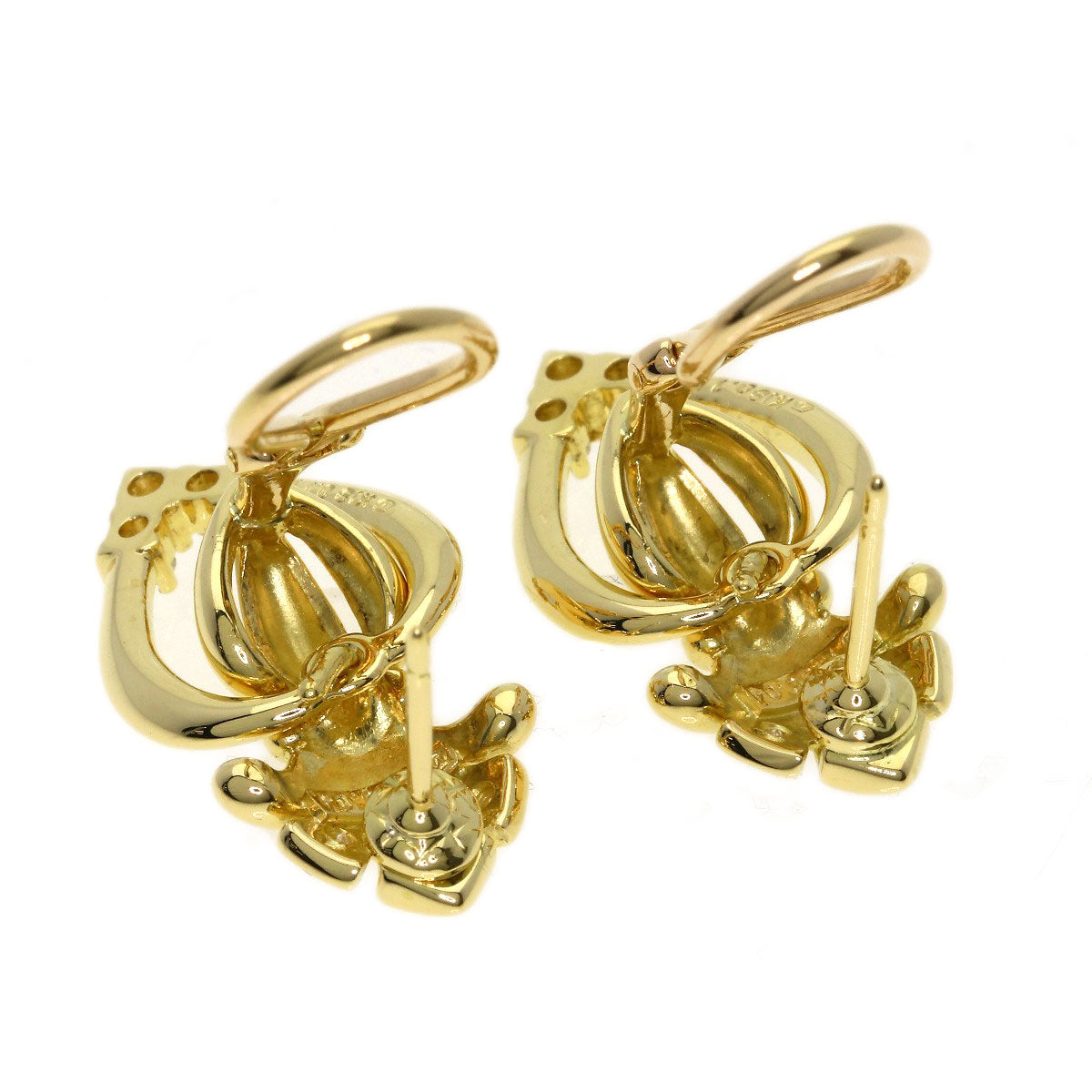 MIKIMOTO Diamond earring K18 Yellow Gold Ladies [Used]