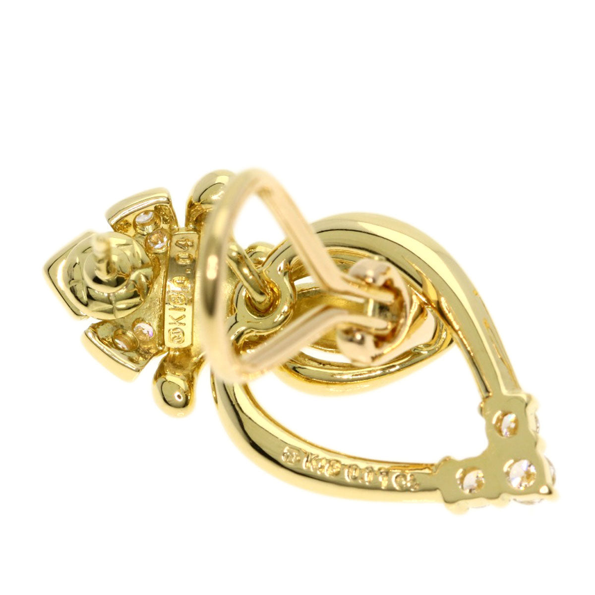 MIKIMOTO Diamond earring K18 Yellow Gold Ladies [Used]
