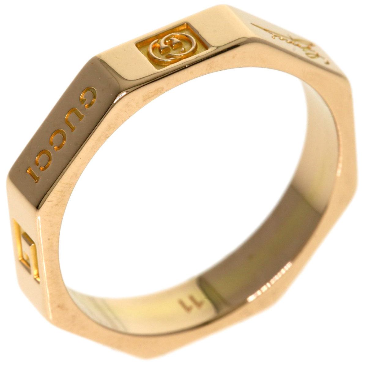 GUCCI Octagonal #11 Ring K18 Pink Gold Ladies [Used]