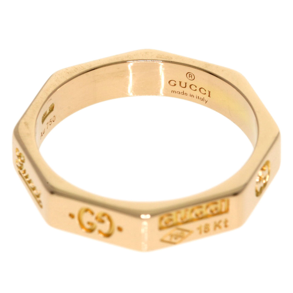 GUCCI Octagonal #11 Ring K18 Pink Gold Ladies [Used]