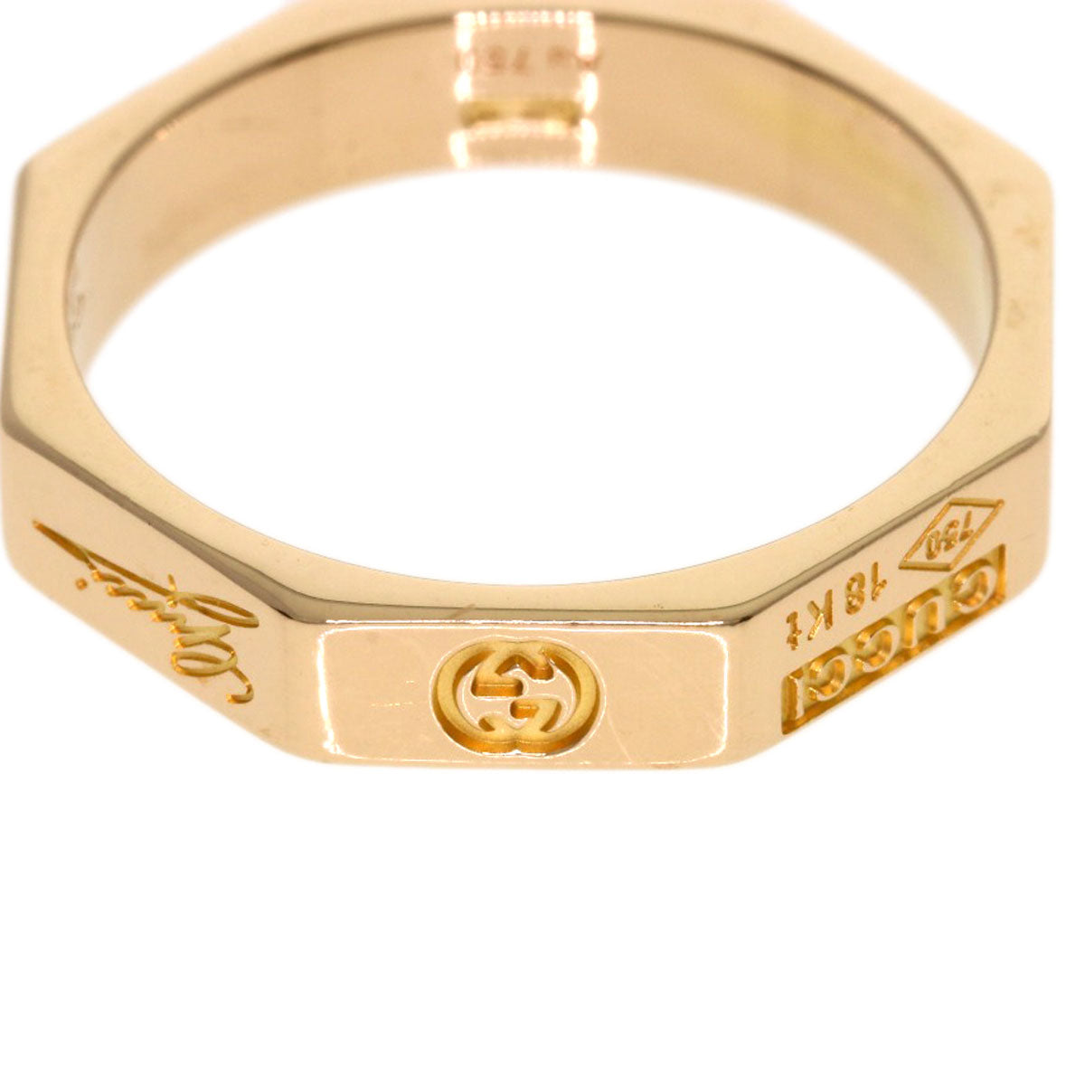 GUCCI Octagonal #11 Ring K18 Pink Gold Ladies [Used]