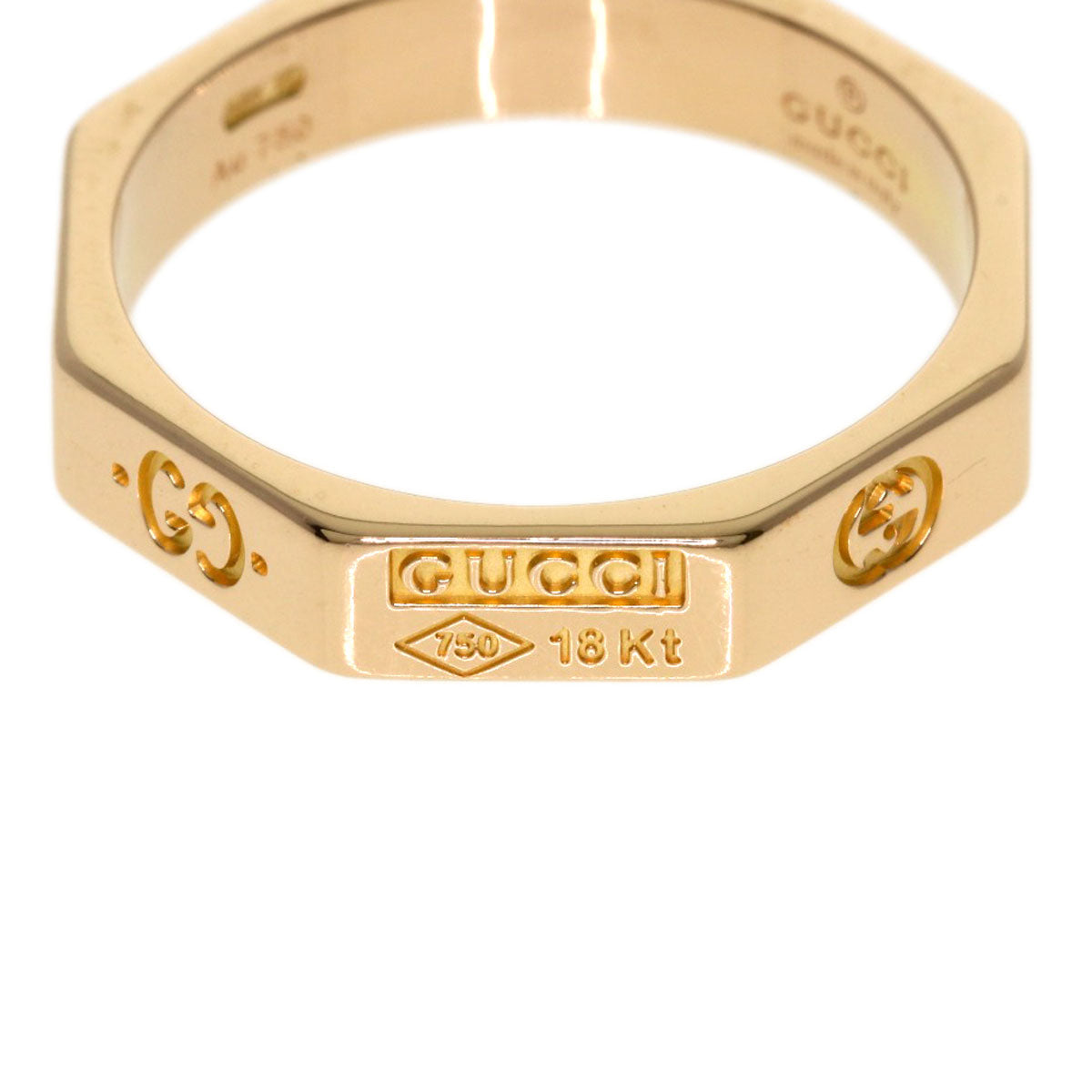 GUCCI Octagonal #11 Ring K18 Pink Gold Ladies [Used]