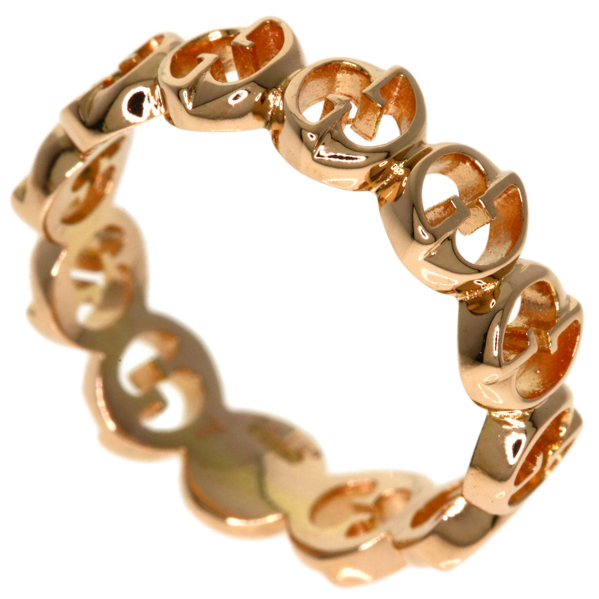 GUCCI Interlocking paving #7 Ring K18 Pink Gold Ladies [Used]
