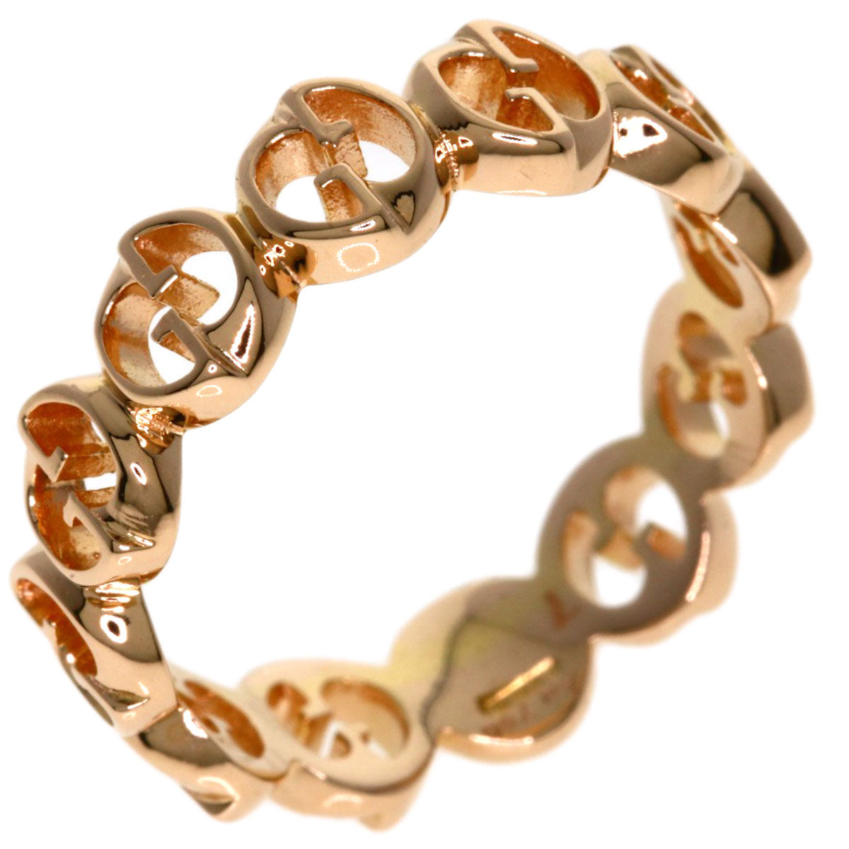 GUCCI Interlocking paving #7 Ring K18 Pink Gold Ladies [Used]