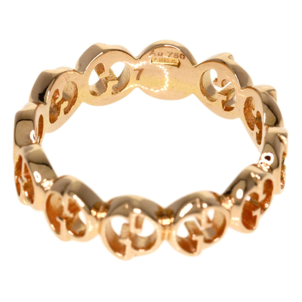 GUCCI Interlocking paving #7 Ring K18 Pink Gold Ladies [Used]