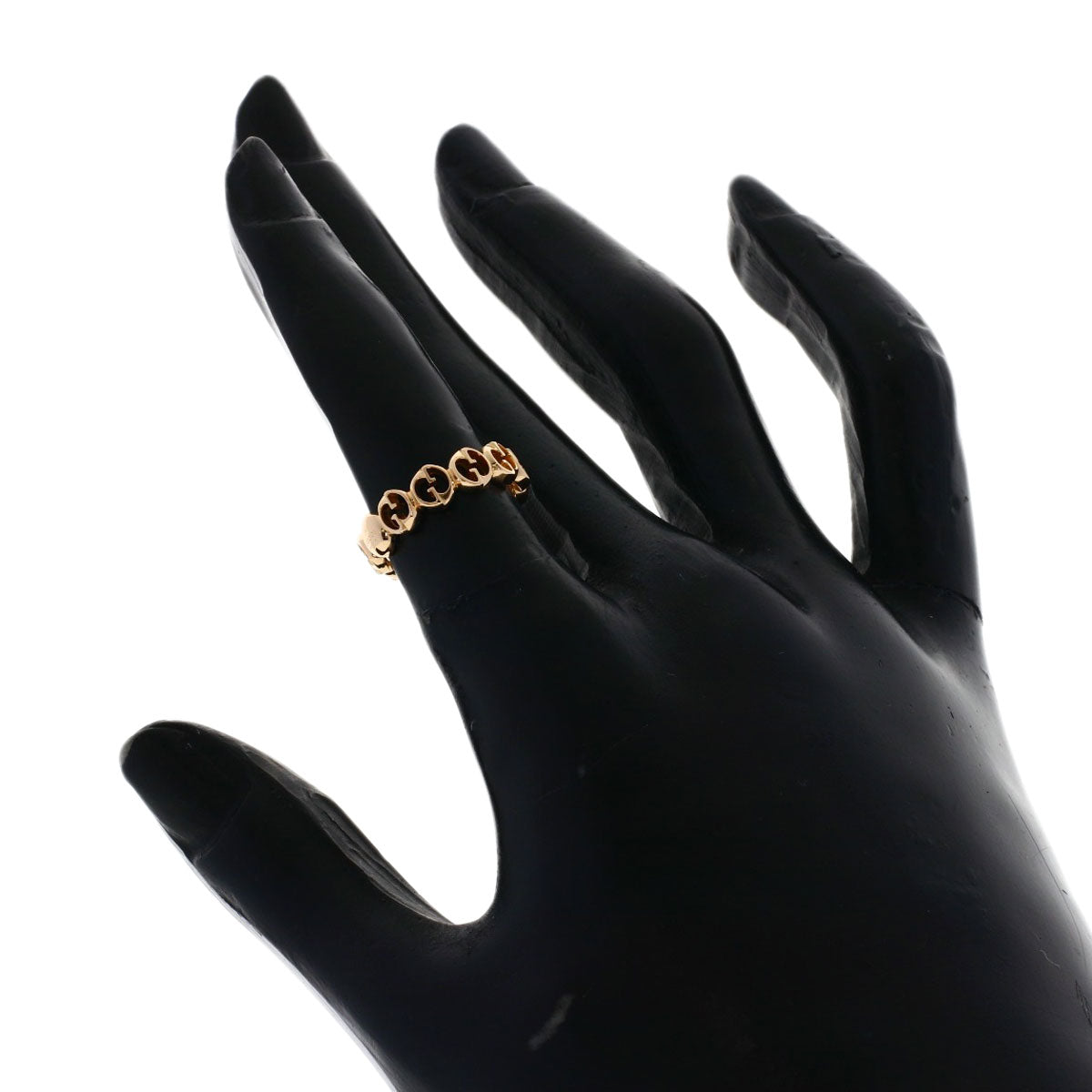 GUCCI Interlocking paving #7 Ring K18 Pink Gold Ladies [Used]